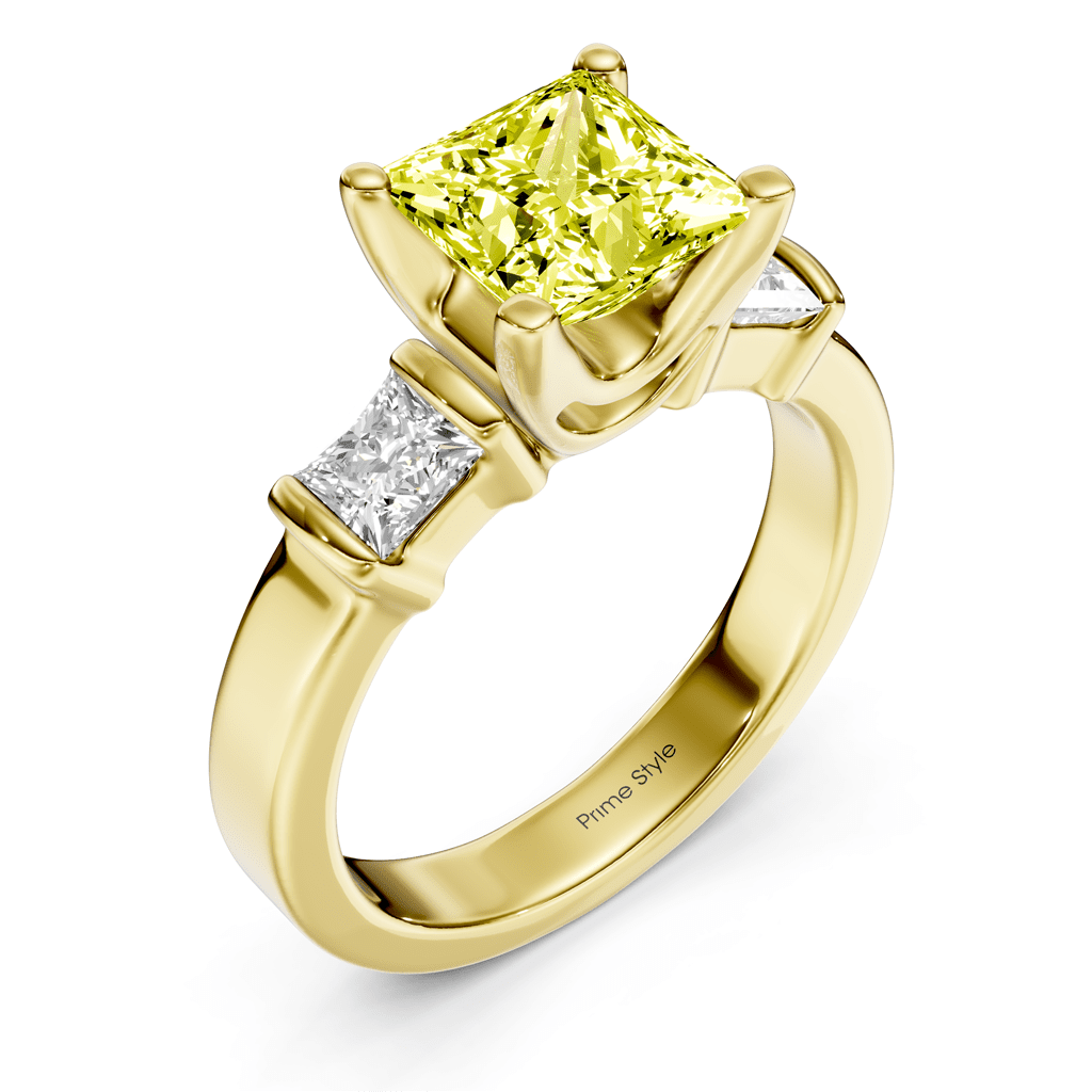 1.50-4.50 CT Princess Cut Fancy Yellow Diamonds - Engagement Ring