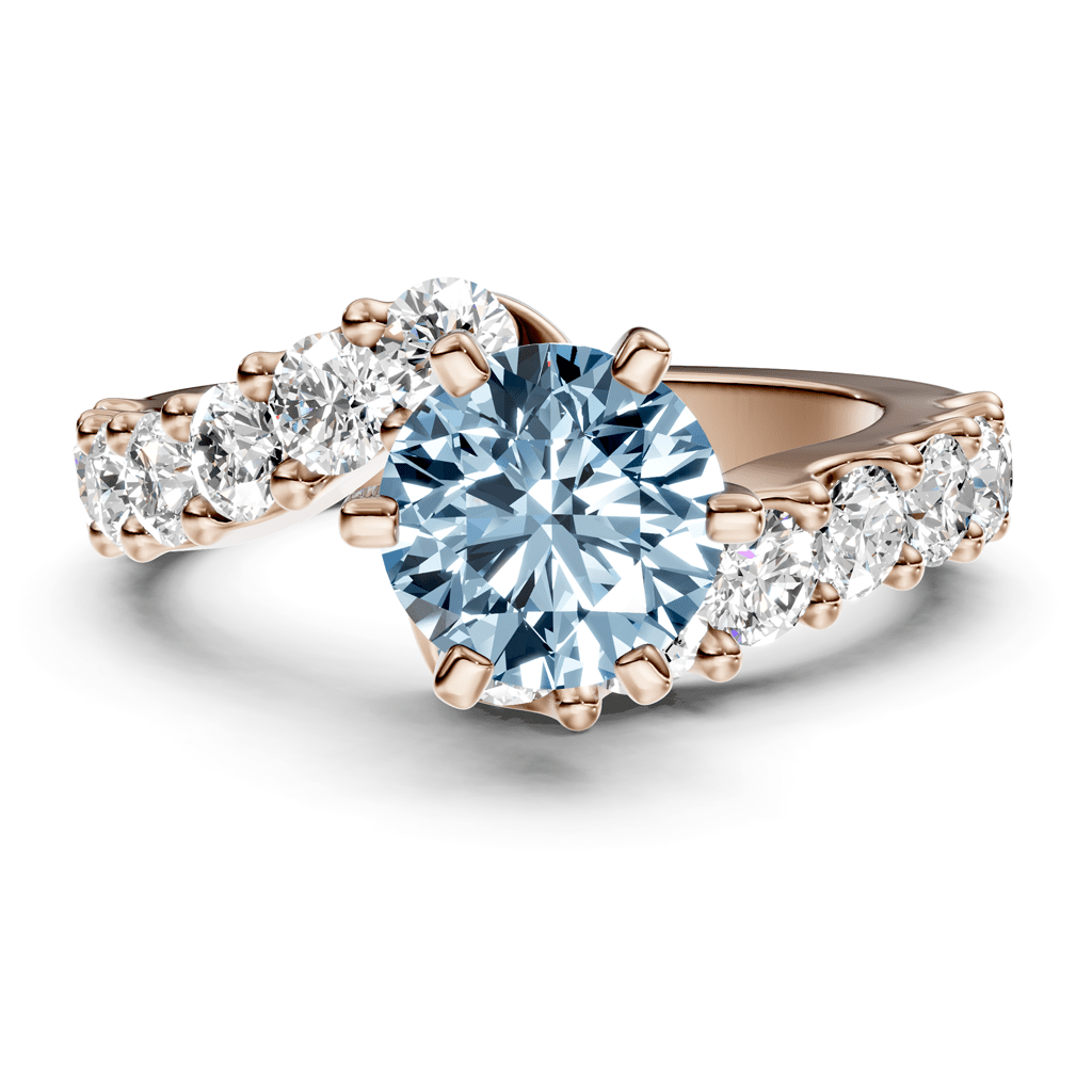 2.30-5.30 CT Round Cut Fancy Blue Diamonds - Engagement Ring