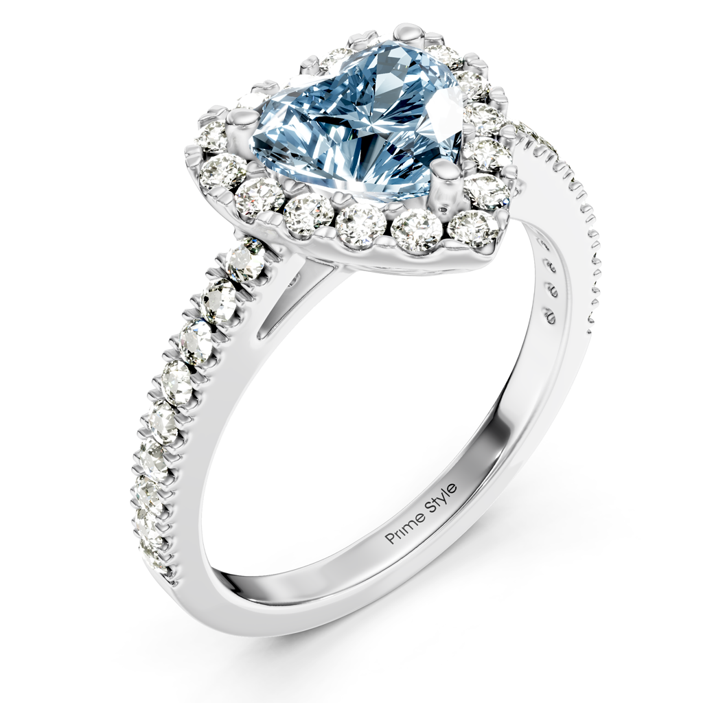 1.45-4.45 CT Heart & Round Cut Fancy Blue Diamonds - Engagement Ring