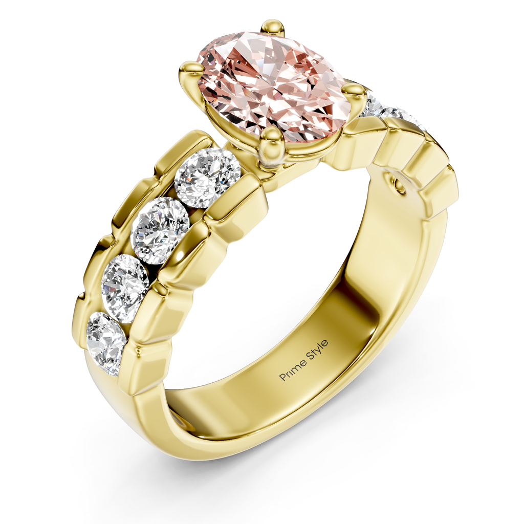 2.05-5.05 CT Oval &amp; Round Cut Fancy Pink Diamonds - Engagement Ring