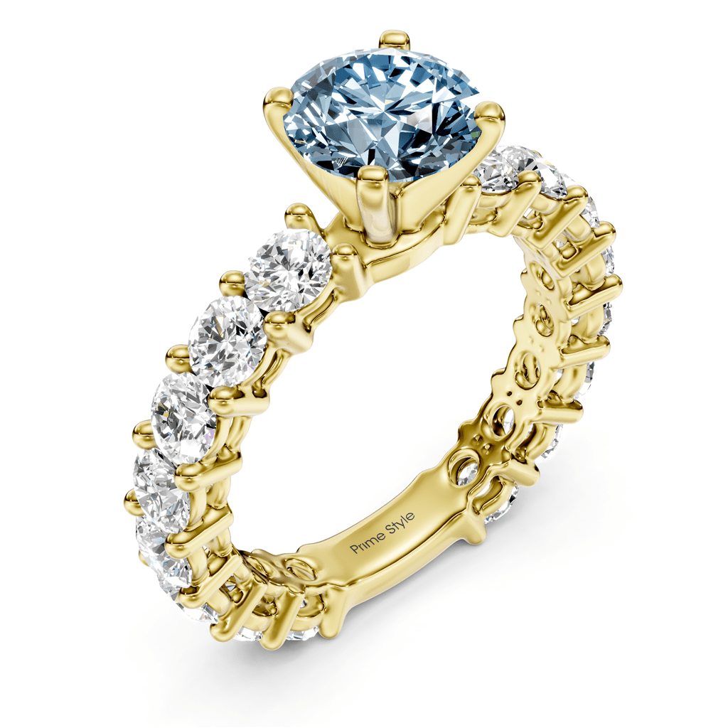 3.25 - 6.25 CT Round Cut Fancy Blue Diamonds - Engagement Ring - Primestyle.com