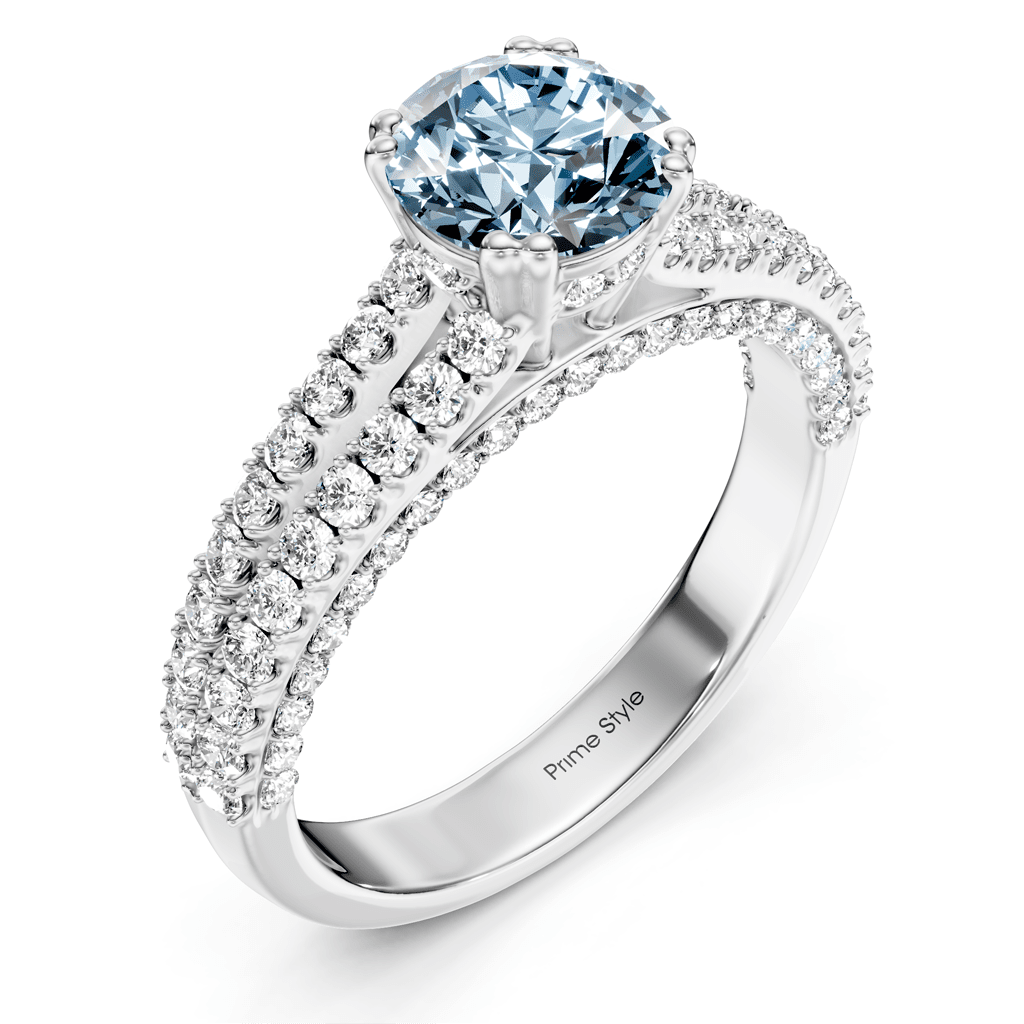 1.70-4.70 CT Round Cut Fancy Blue Diamonds - Engagement Ring
