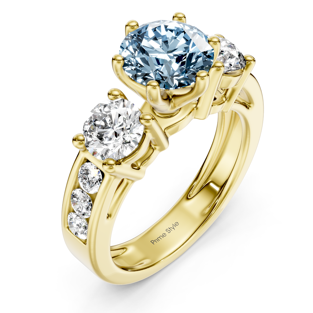 1.80-4.80 CT Princess &amp; Round Cut Fancy Blue Diamonds - Engagement Ring