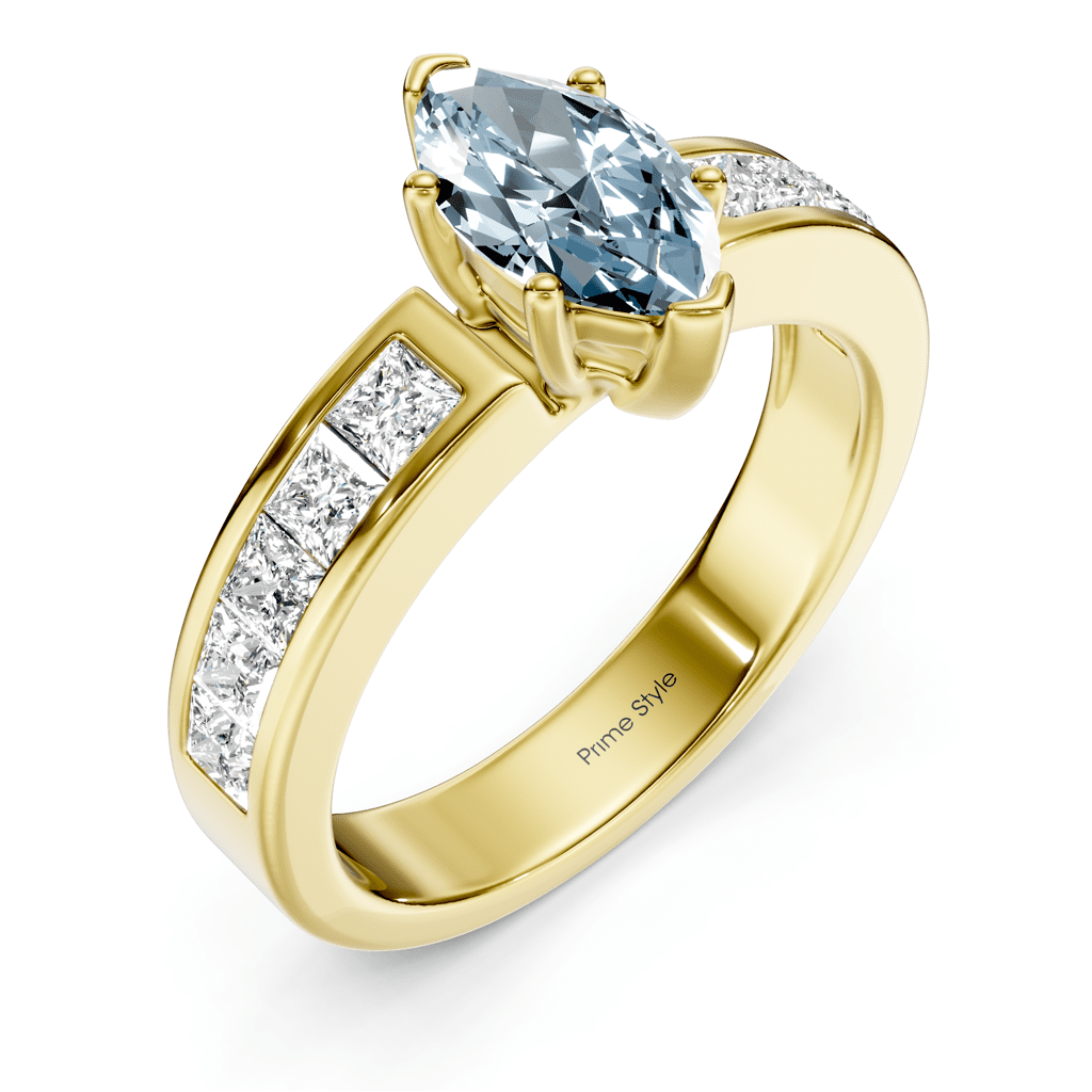 1.90-4.90 CT Princess Cut Fancy Blue Diamonds - Engagement Ring