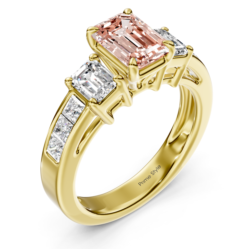 2.20-5.20 CT Emerald &amp; Princess Cut Fancy Pink Diamonds - Engagement Ring