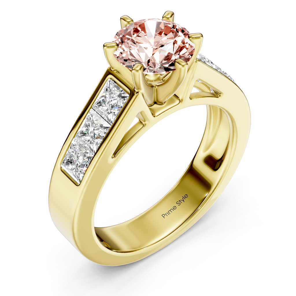 2.05-5.05 CT Princess &amp; Round Cut Fancy Pink Diamonds - Engagement Ring