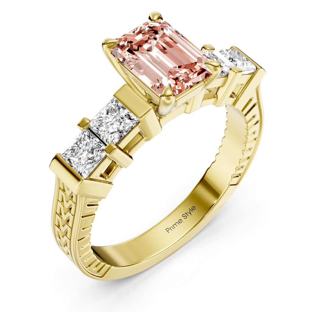 1.55-4.55 CT Princess &amp; Round Cut Fancy Pink Diamonds - Engagement Ring