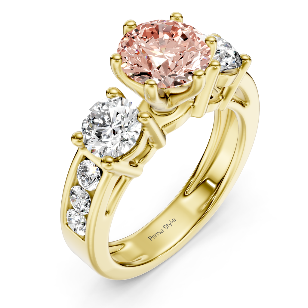 1.80-4.80 CT Princess &amp; Round Cut Fancy Pink Diamonds - Engagement Ring