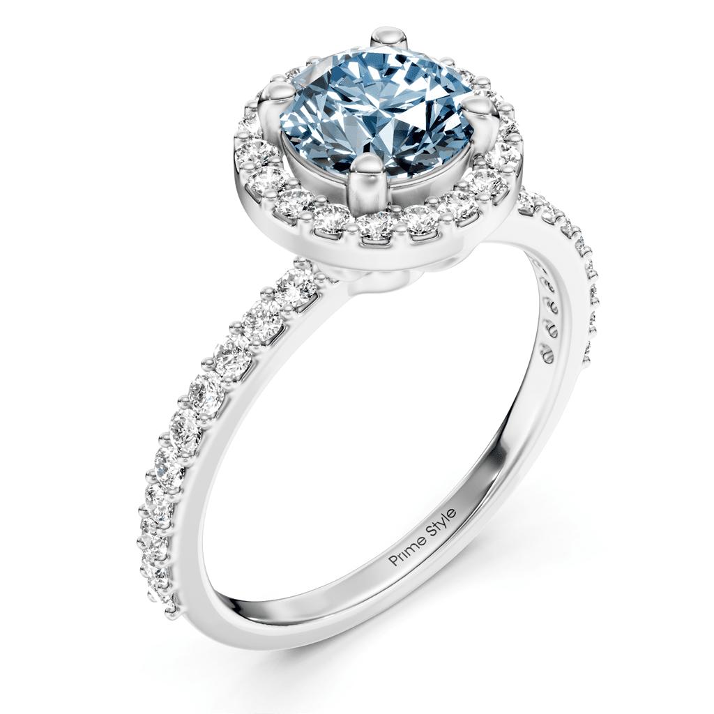 1.40-4.40 CT Round Cut Fancy Blue Diamonds - Engagement Ring