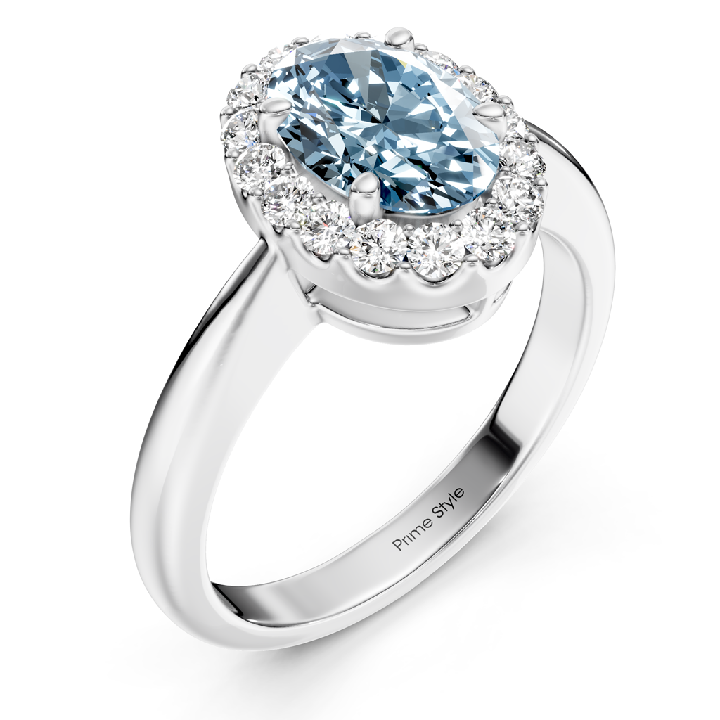 1.30-4.30 CT Oval &amp; Round Cut Fancy Blue Diamonds - Engagement Ring