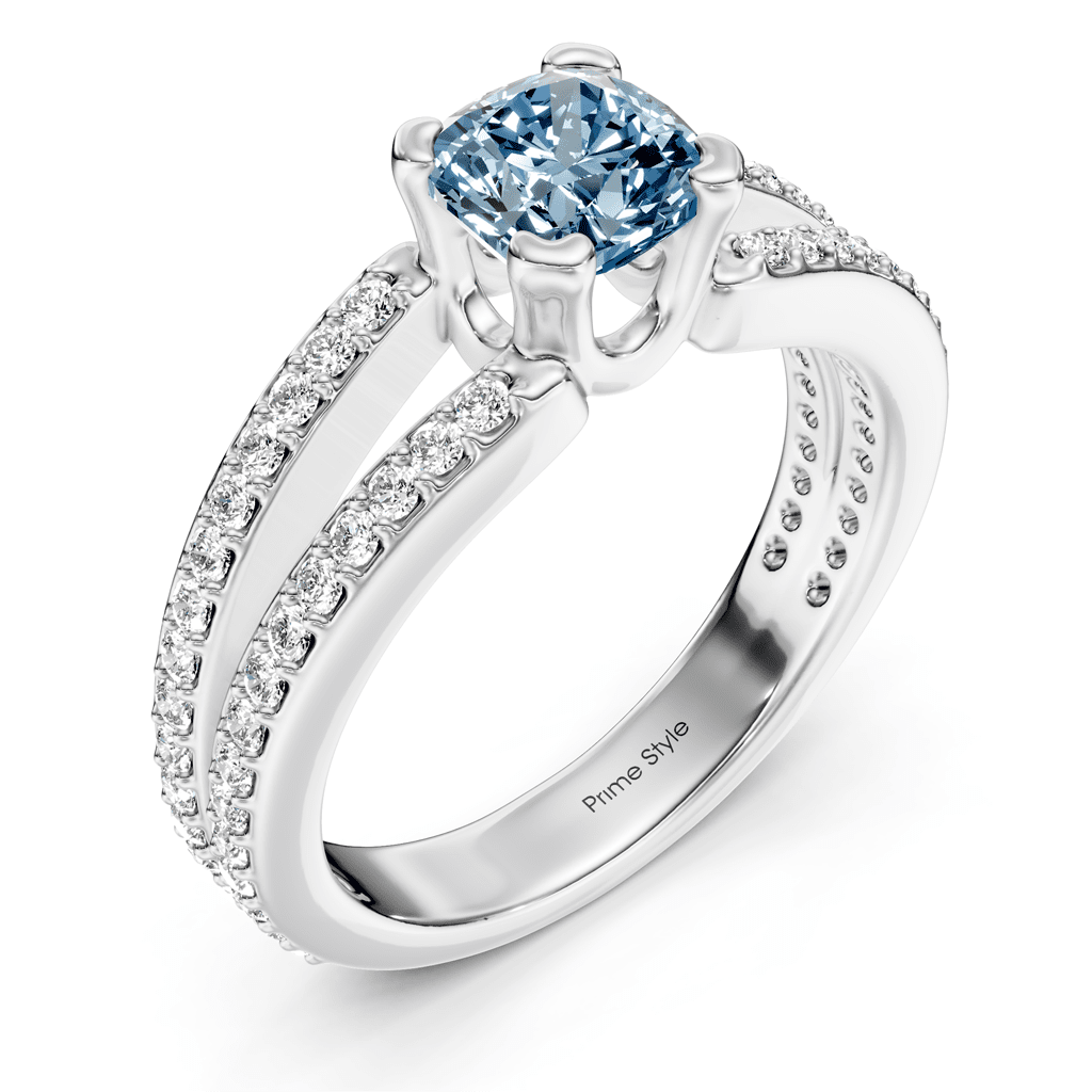 1.50 - 4.50 CT Cushion &amp; Round Cut Fancy Blue Diamonds - Engagement Ring - Primestyle.com