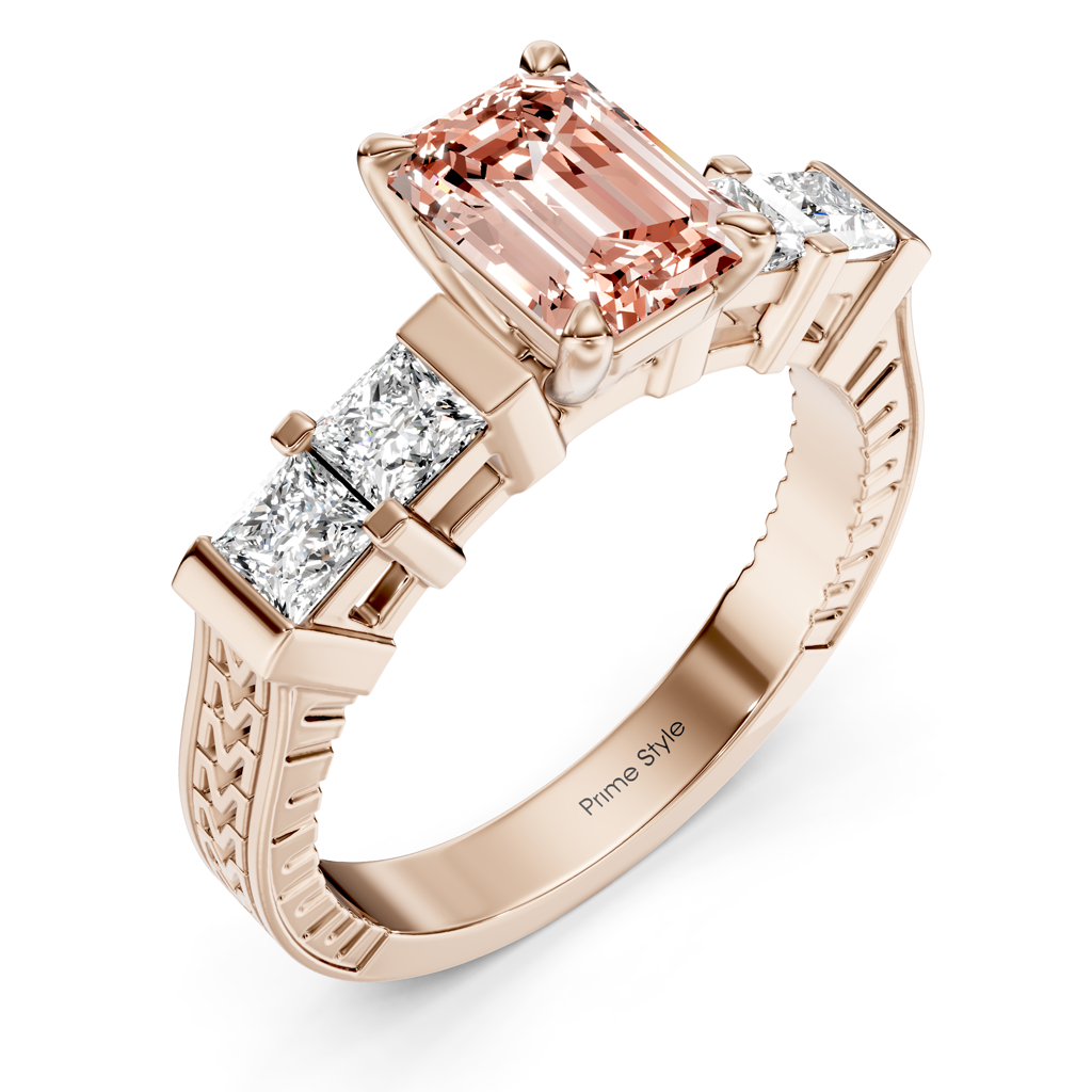 1.55-4.55 CT Princess &amp; Round Cut Fancy Pink Diamonds - Engagement Ring