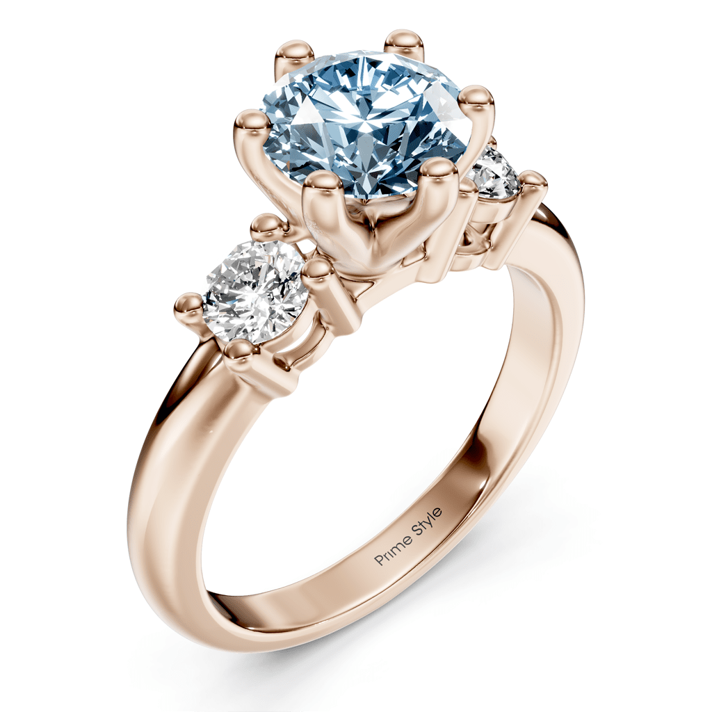 1.40 - 4.40 CT Round Cut Fancy Blue Diamonds - Engagement Ring - Primestyle.com
