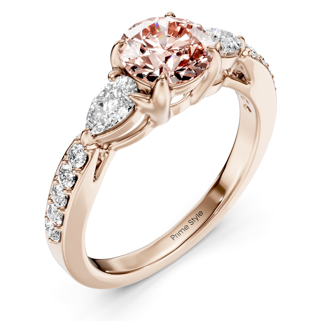 1.50-4.50 CT Pear &amp; Round Cut Fancy Pink Diamonds - Engagement Ring
