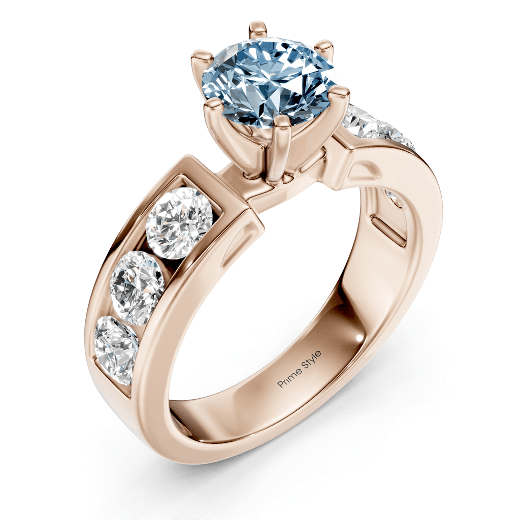2.50 - 5.50 CT Round Cut Fancy Blue Diamonds - Engagement Ring - Primestyle.com