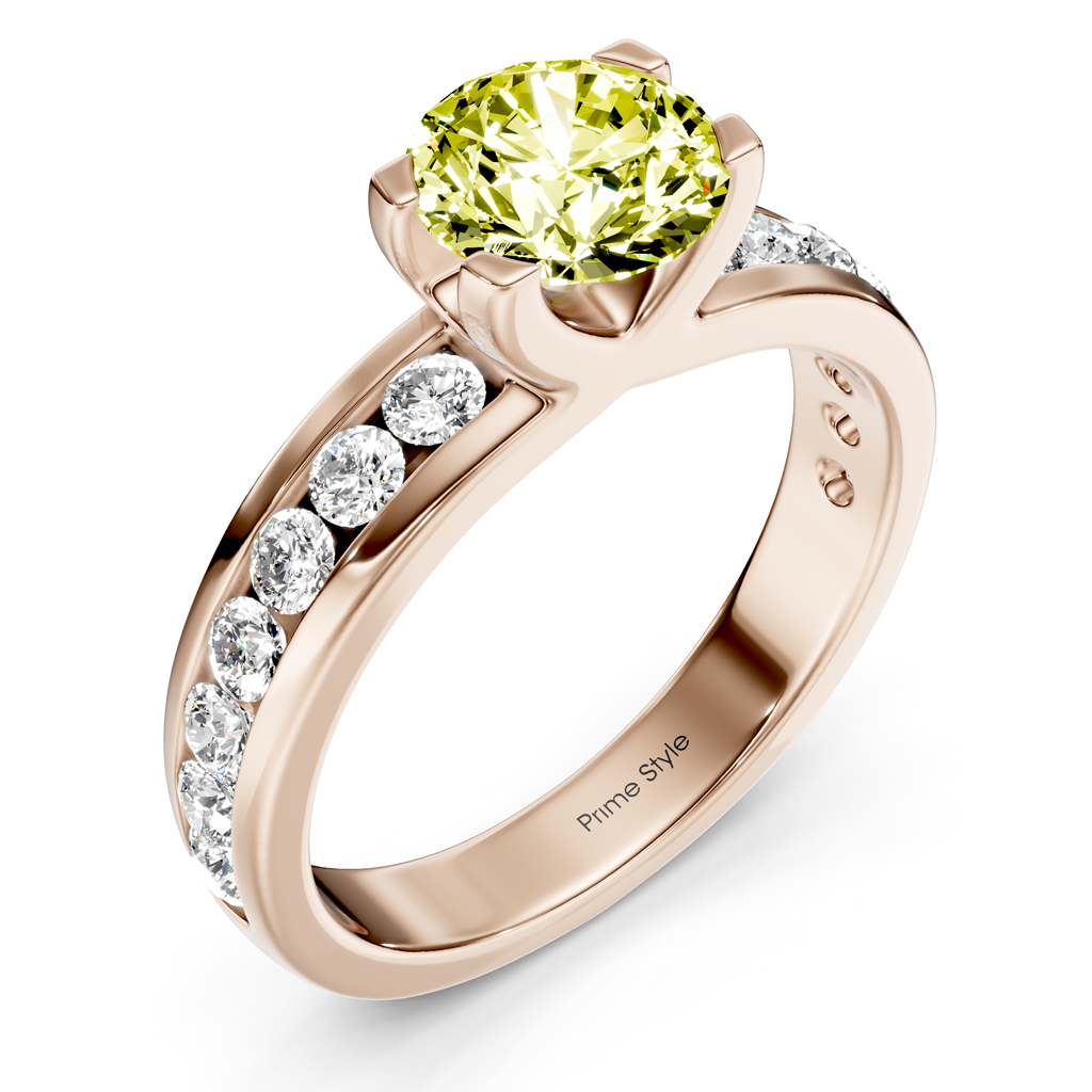 1.60-4.60 CT Round Cut Fancy Yellow Diamonds - Engagement Ring