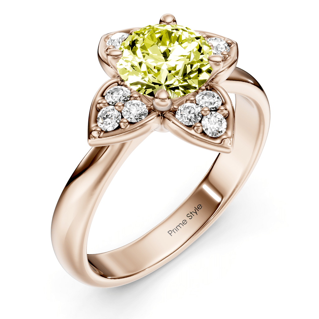 1.20 - 4.20 CT Round Cut Fancy Yellow Diamonds - Engagement Ring - Primestyle.com