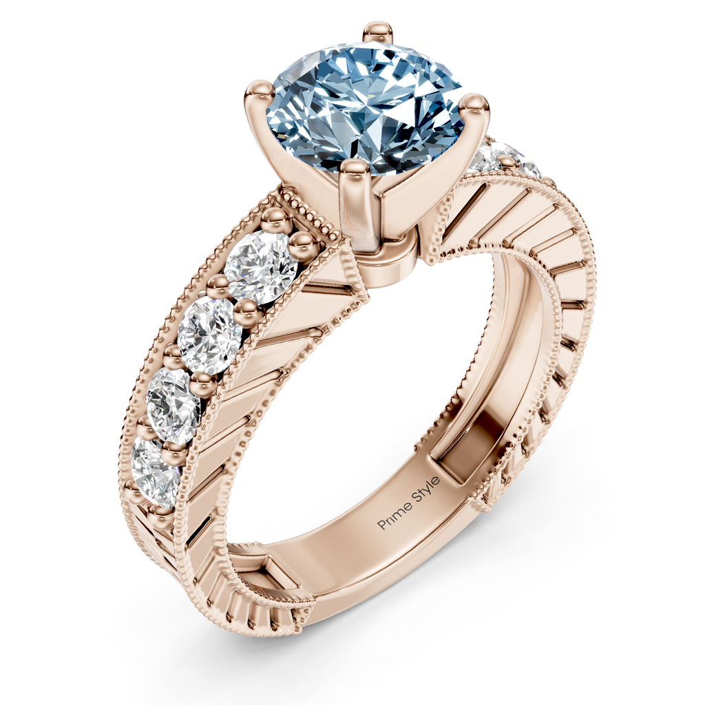 1.85-4.85 CT Princess &amp; Round Cut Fancy Blue Diamonds - Engagement Ring