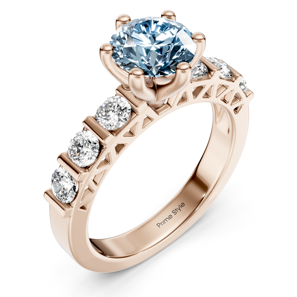 1.60-4.60 CT Round Cut Fancy Blue Diamonds - Engagement Ring