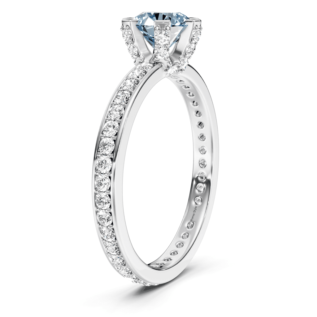 1.55-4.55 CT Round Cut Fancy Blue Diamonds - Engagement Ring