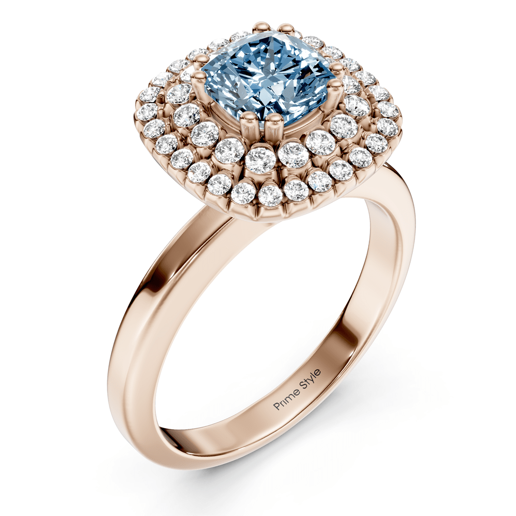 1.34 - 4.34 CT Cushion &amp; Round Cut Fancy Blue Diamonds - Engagement Ring - Primestyle.com