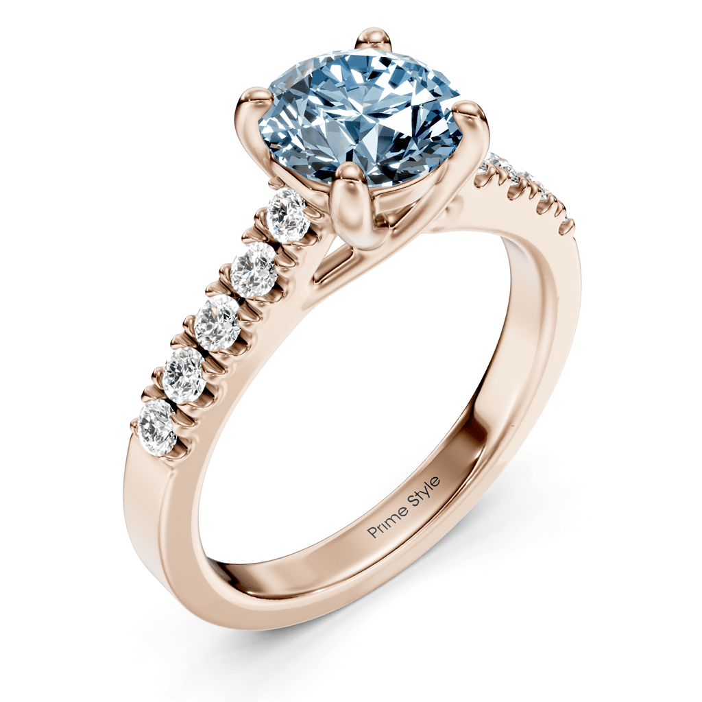 1.25-4.25 CT Round Cut Fancy Blue Diamonds - Engagement Ring