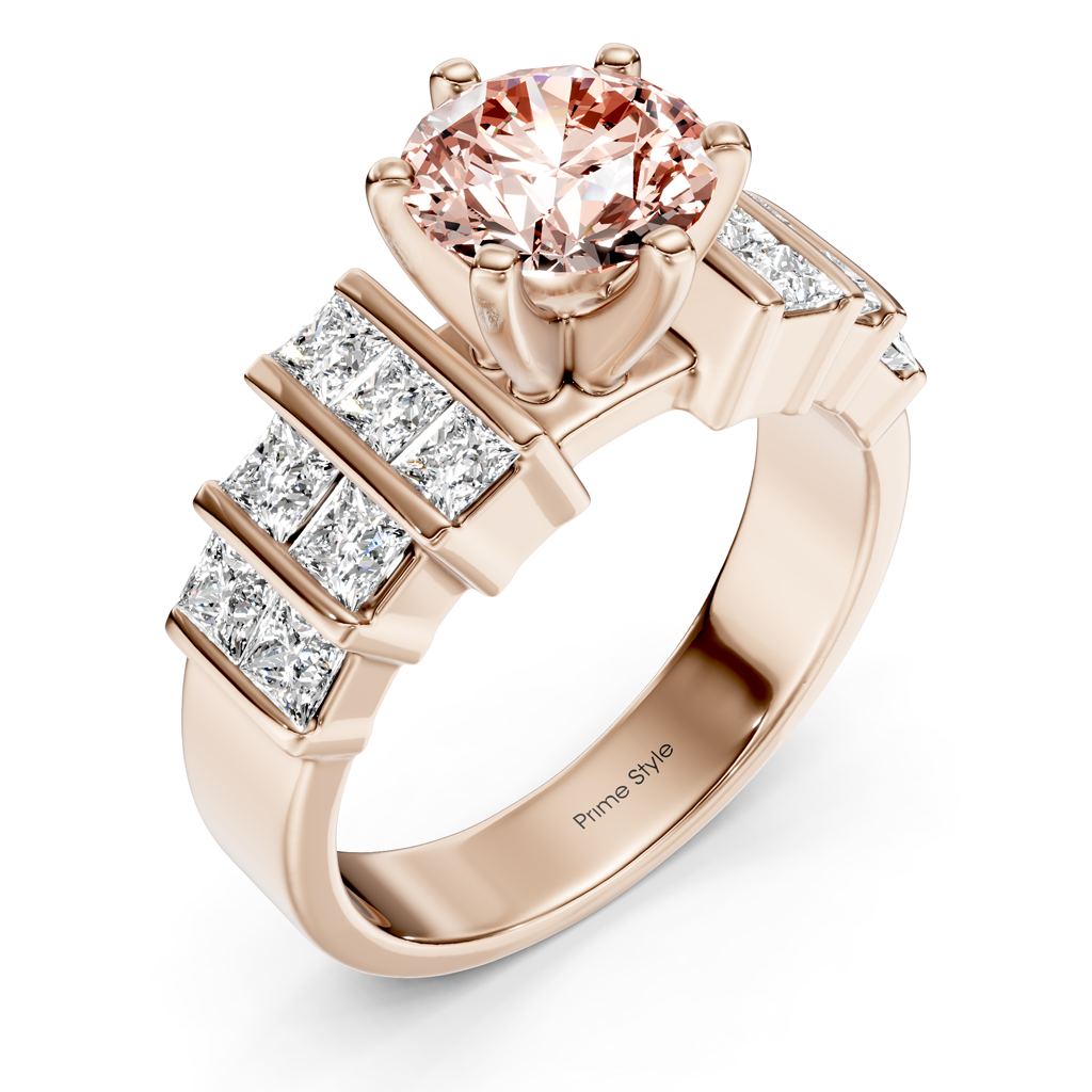 2.20-5.20 CT Princess &amp; Round Cut Fancy Pink Diamonds - Engagement Ring