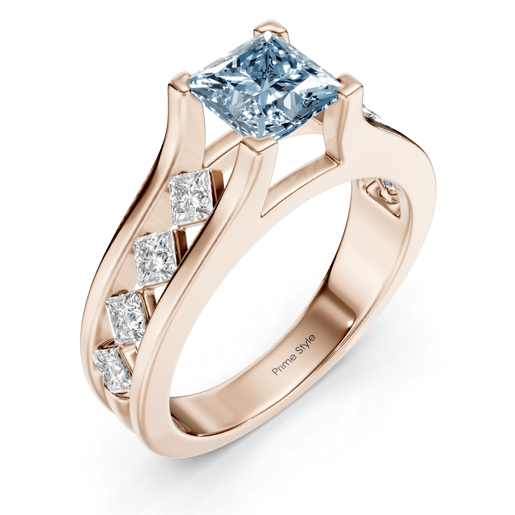 1.80-4.80 CT Princess Cut Fancy Blue Diamonds - Engagement Ring