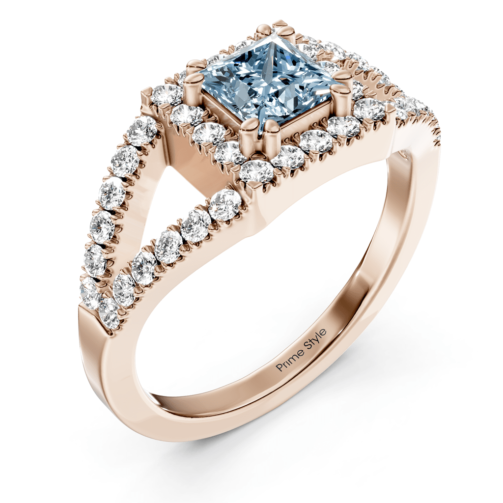 1.45 - 4.45 CT Princess &amp; Round Cut Fancy Blue Diamonds - Engagement Ring - Primestyle.com