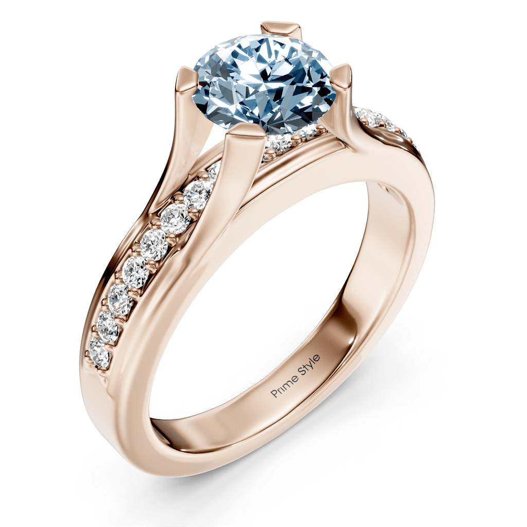 1.25-4.25 CT Round Cut Fancy Blue Diamonds - Engagement Ring