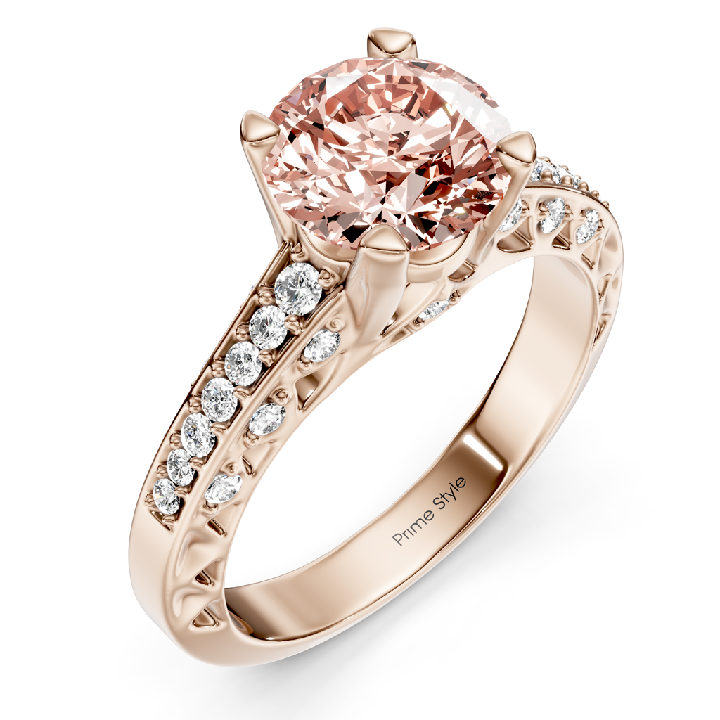 1.25-4.25 CT Round Cut Fancy Pink Diamonds - Engagement Ring