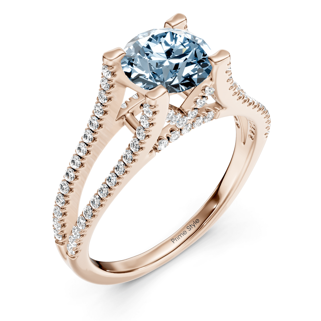 1.40 - 4.40 CT Round Cut Fancy Blue Diamonds - Engagement Ring - Primestyle.com