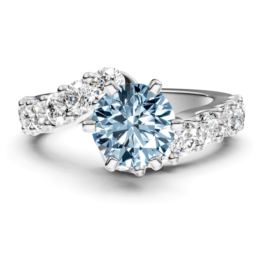 2.30 - 5.30 CT Round Cut Fancy Blue Diamonds - Engagement Ring - Primestyle.com