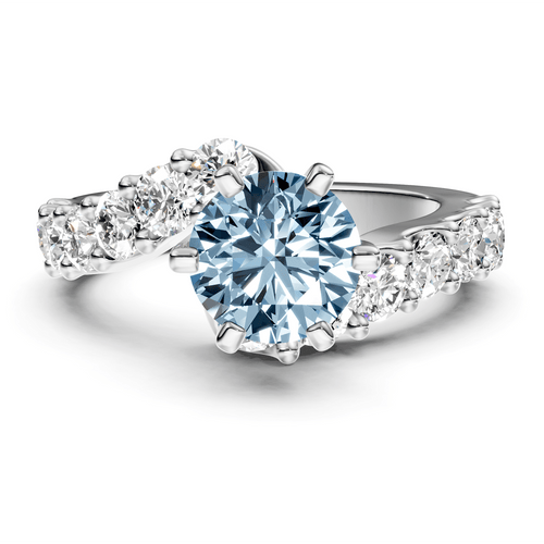 2.30 - 5.30 CT Round Cut Fancy Blue Diamonds - Engagement Ring - Primestyle.com