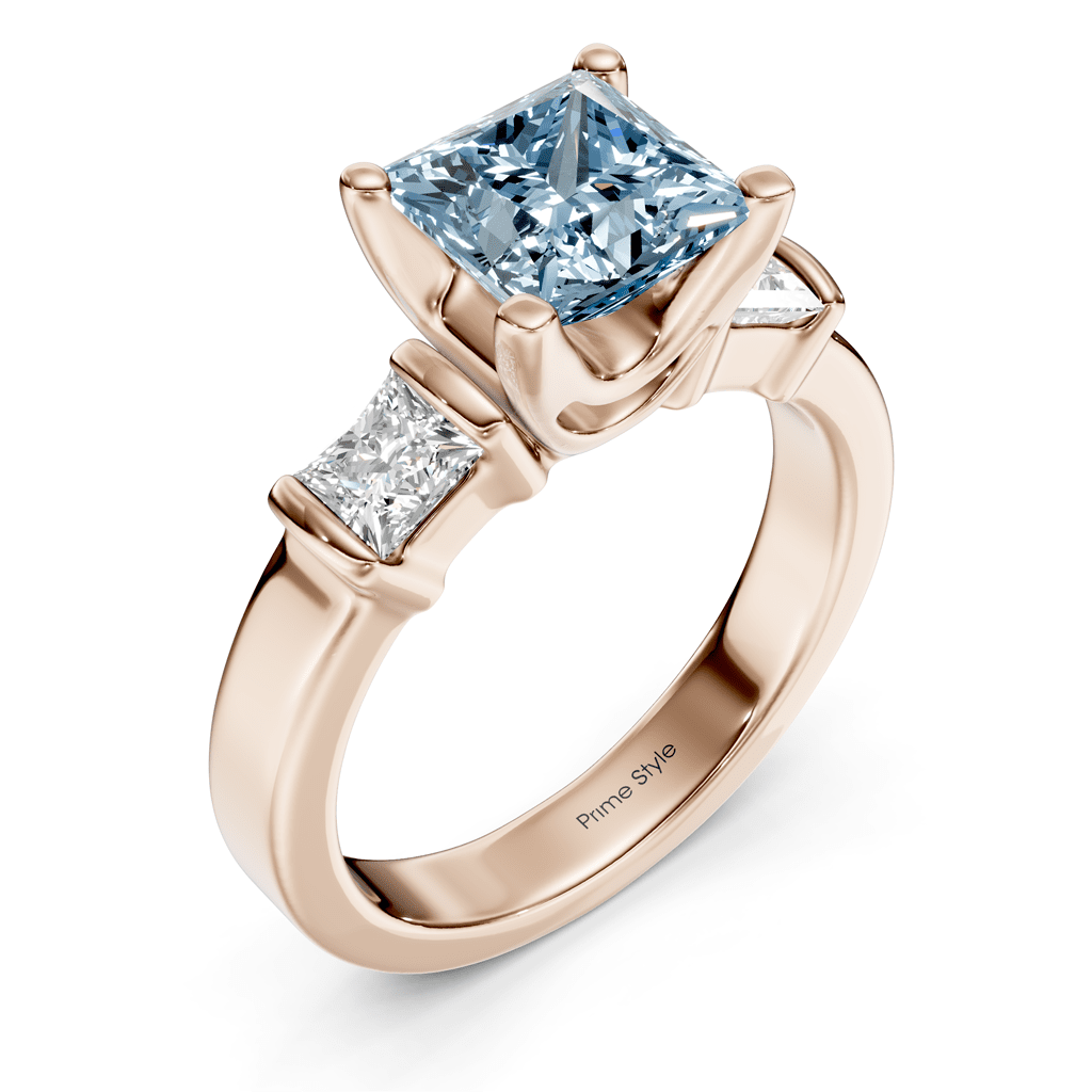 1.50 - 4.50 CT Princess Cut Fancy Blue Diamonds - Engagement Ring - Primestyle.com