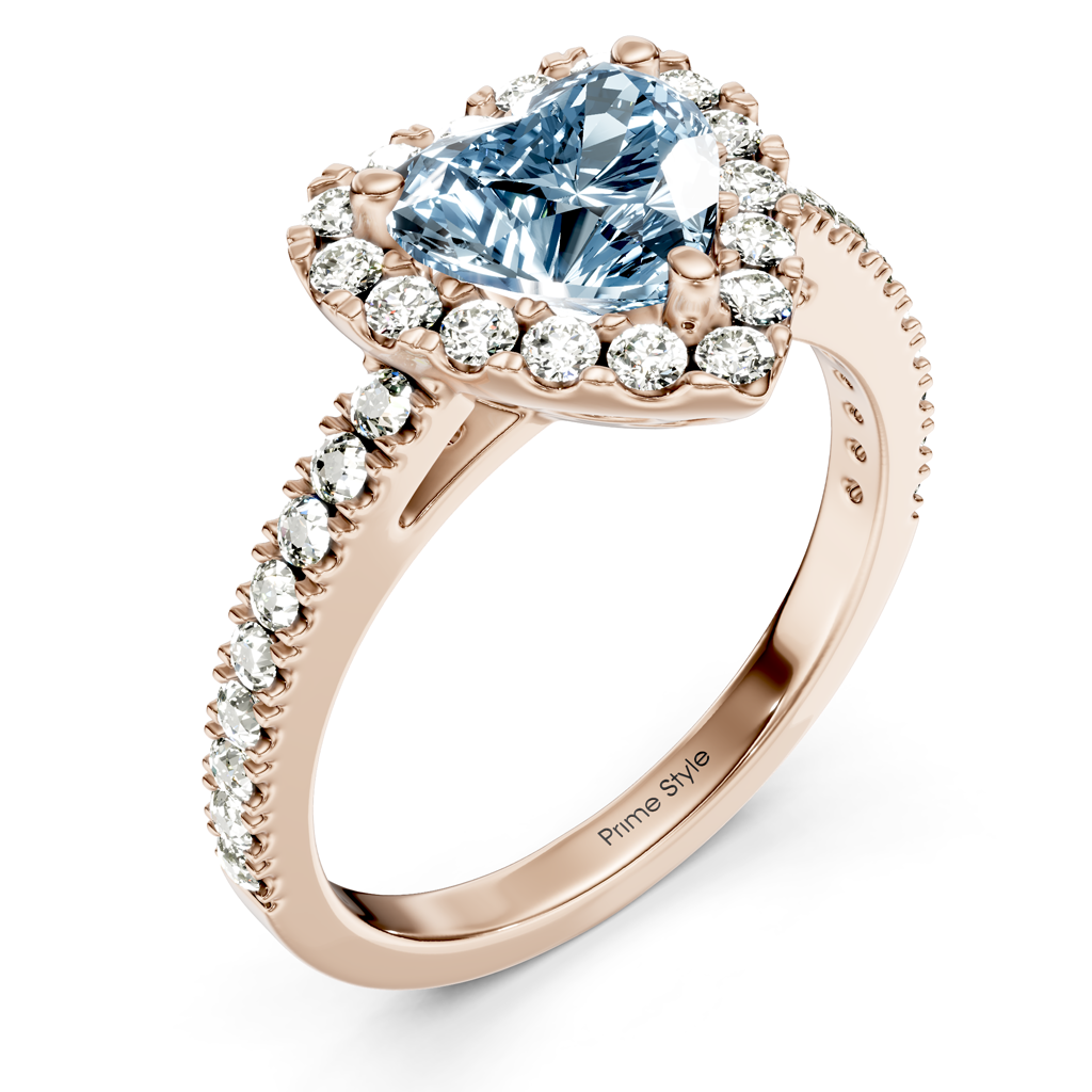 1.45-4.45 CT Heart & Round Cut Fancy Blue Diamonds - Engagement Ring