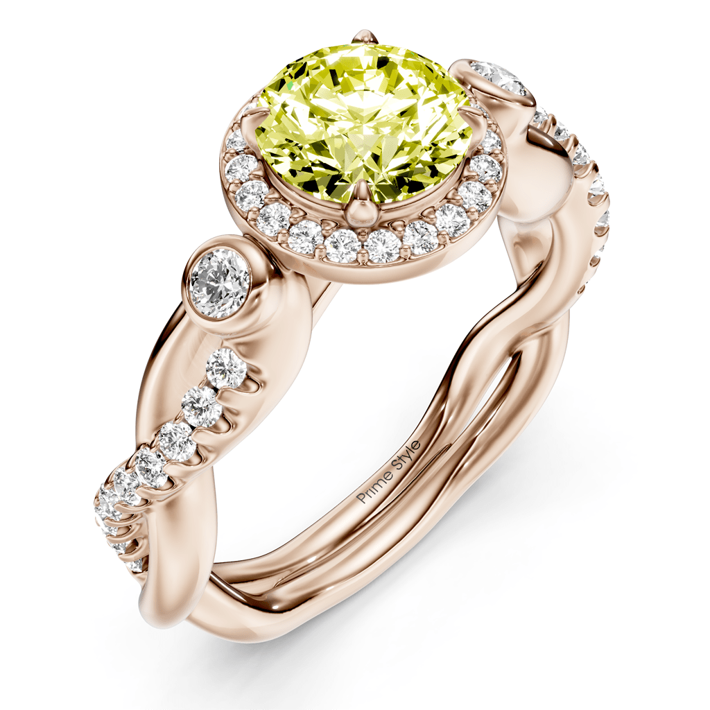 1.70 - 4.70 CT Princess &amp; Round Cut Fancy Yellow Diamonds - Engagement Ring - Primestyle.com