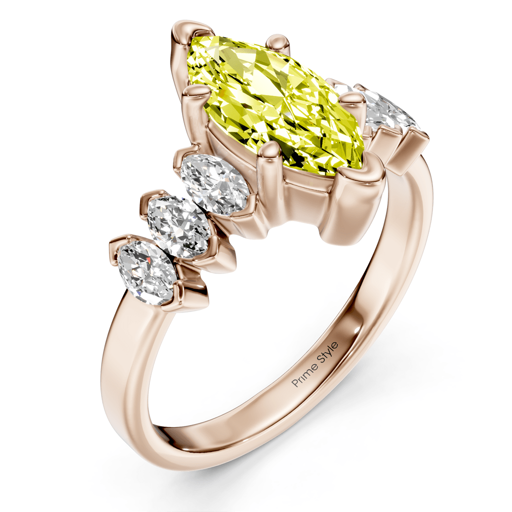 2.00-5.00 CT Marquise Cut Fancy Yellow Diamonds - Engagement Ring
