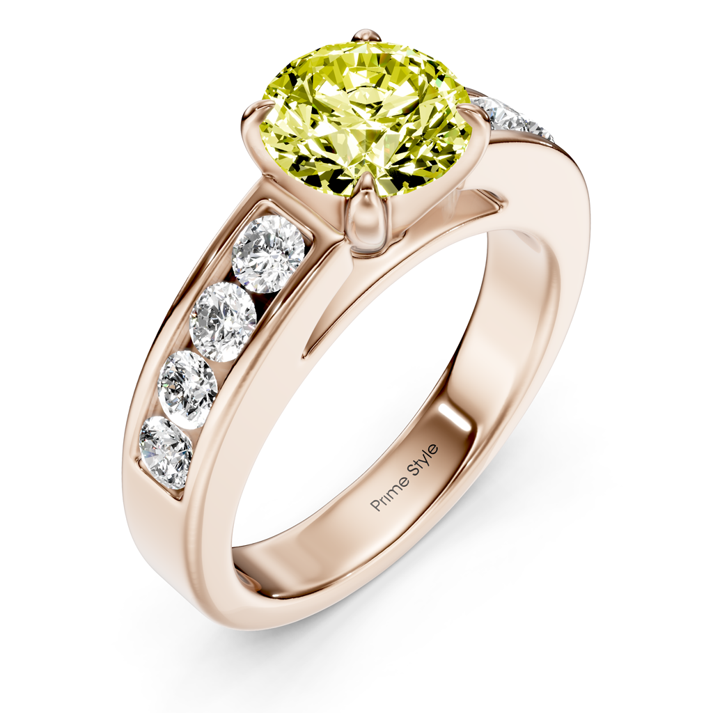 1.45-4.45 CT Round Cut Fancy Yellow Diamonds - Engagement Ring