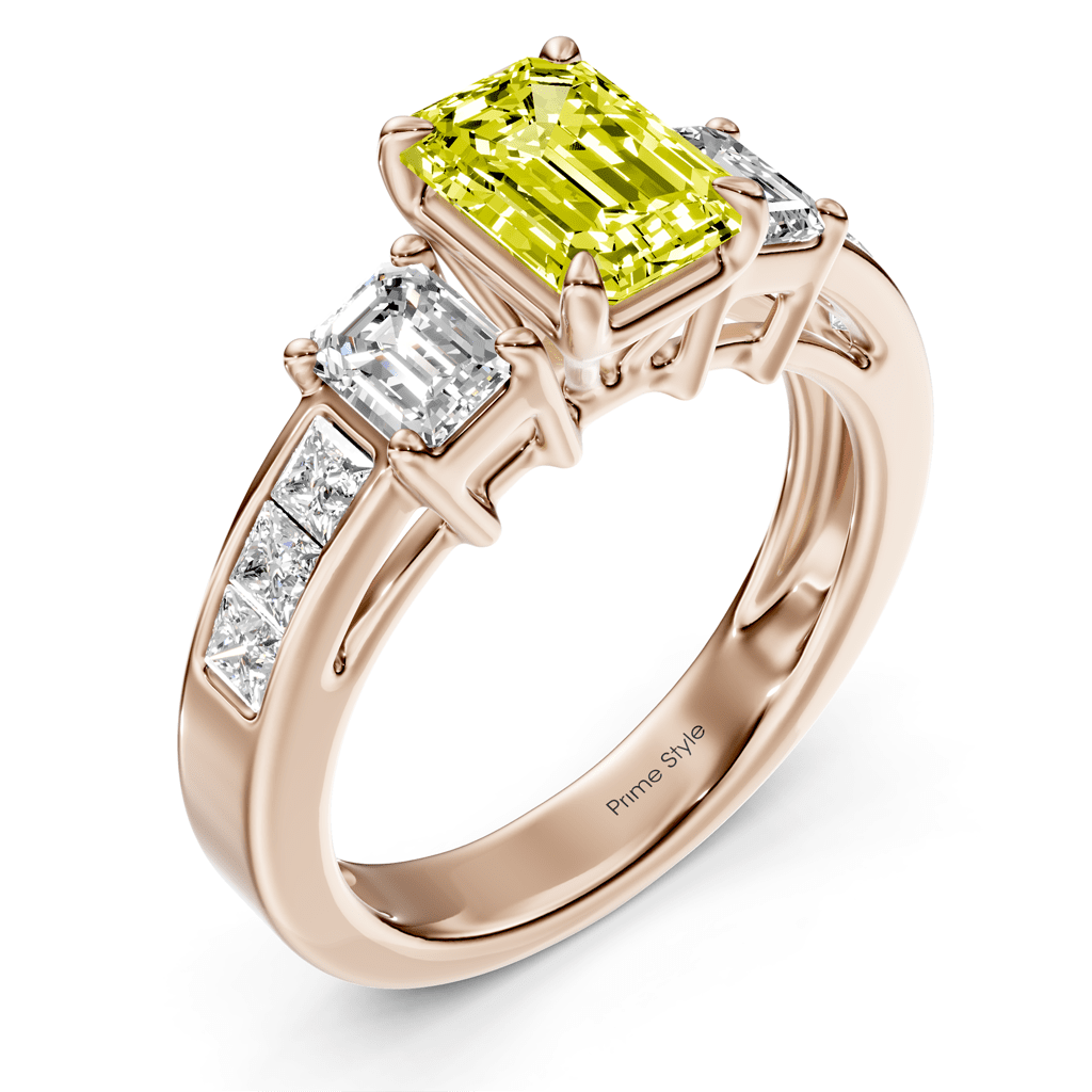 2.20 - 5.20 CT Emerald &amp; Princess Cut Fancy Yellow Diamonds - Engagement Ring - Primestyle.com