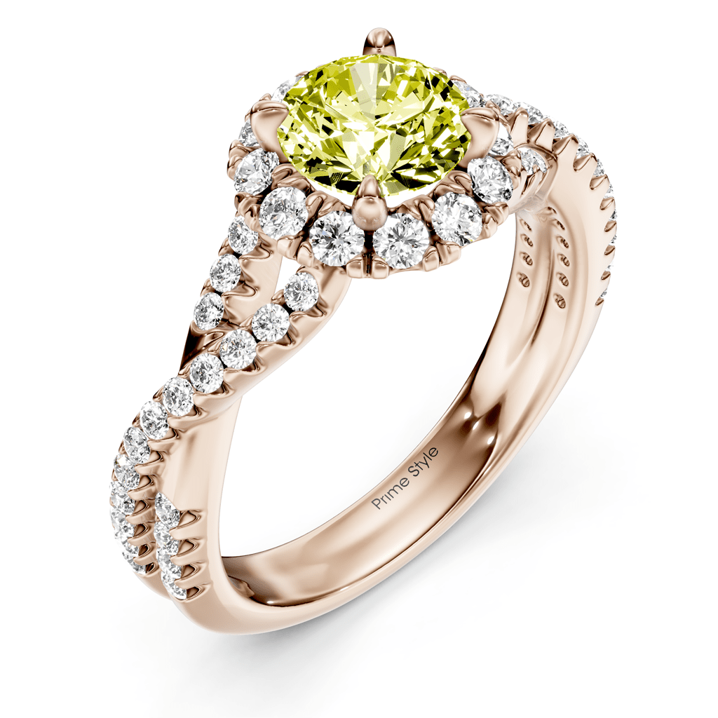 1.45 - 4.45 CT Round Cut Fancy Yellow Diamonds - Engagement Ring - Primestyle.com