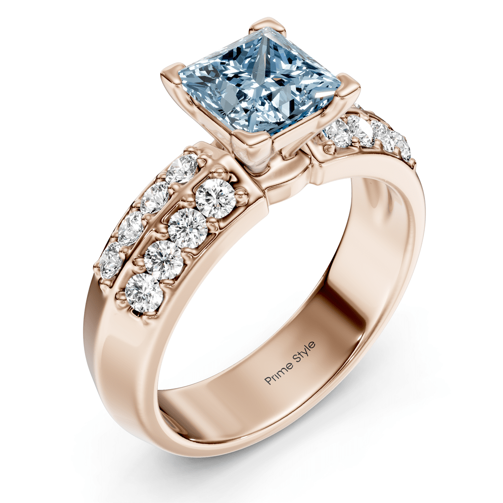1.35-4.35 CT Round Cut Fancy Blue Diamonds - Engagement Ring