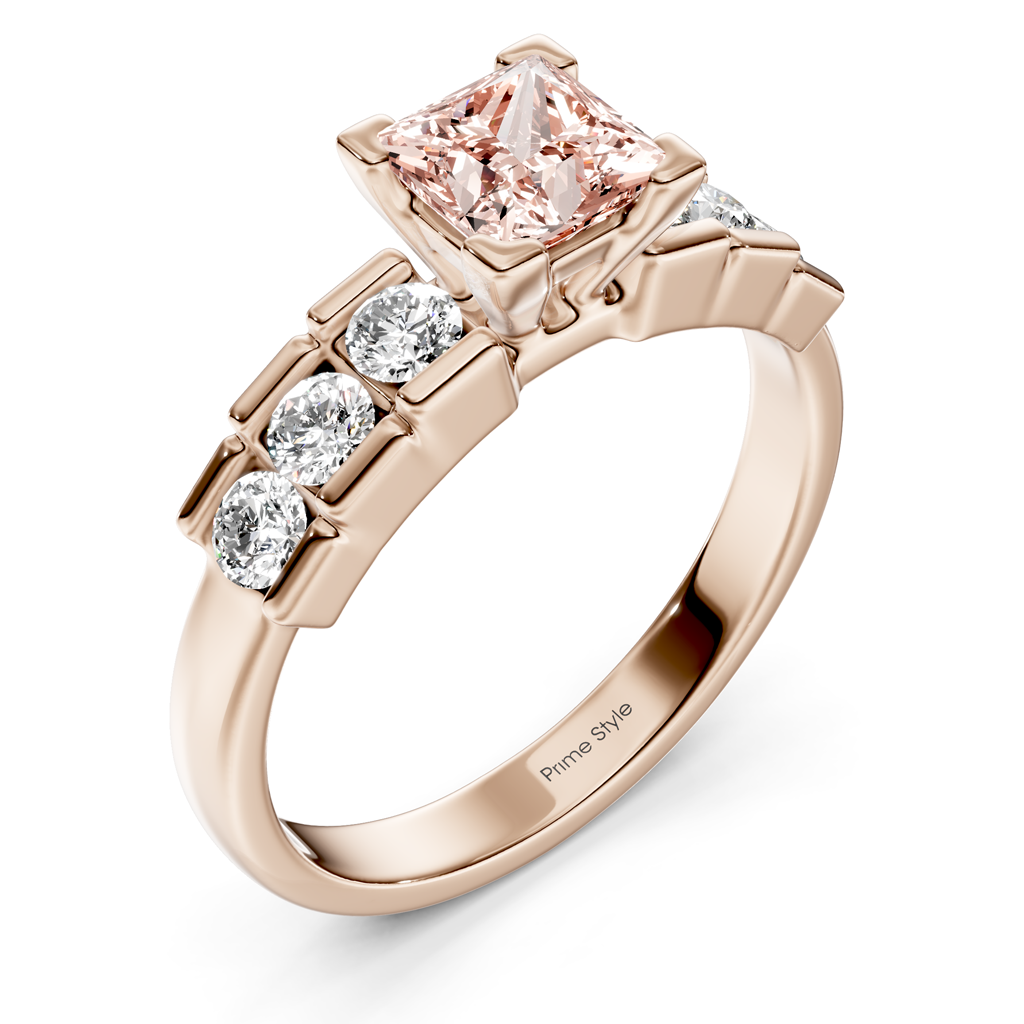 1.60-4.60 CT Princess &amp; Round Cut Fancy Pink Diamonds - Engagement Ring