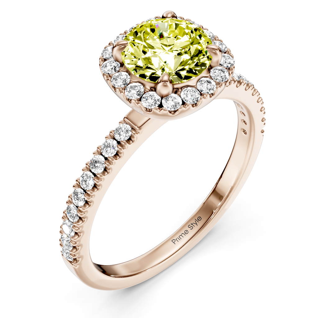 1.40-4.40 CT Round Cut Fancy Yellow Diamonds - Engagement Ring