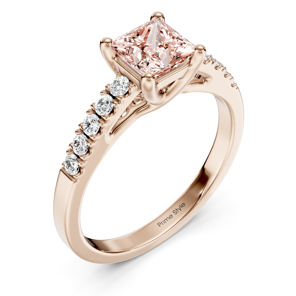 1.25-4.25 CT Princess &amp; Round Cut Fancy Pink Diamonds - Engagement Ring