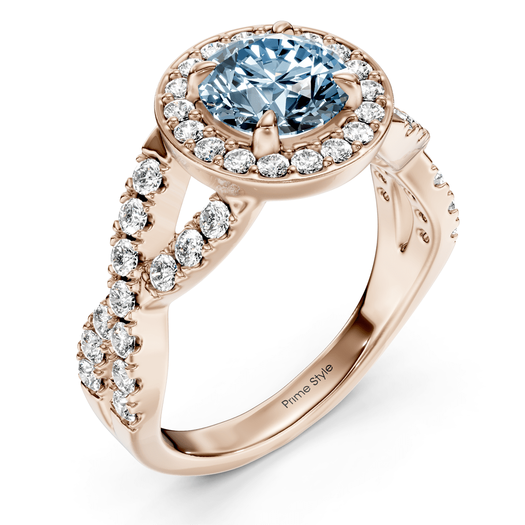 1.65 - 4.65 CT Round Cut Fancy Blue Diamonds - Engagement Ring - Primestyle.com