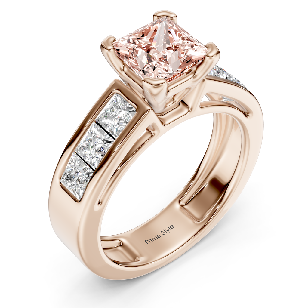 2.05-5.05 CT Princess Cut Fancy Pink Diamonds - Engagement Ring