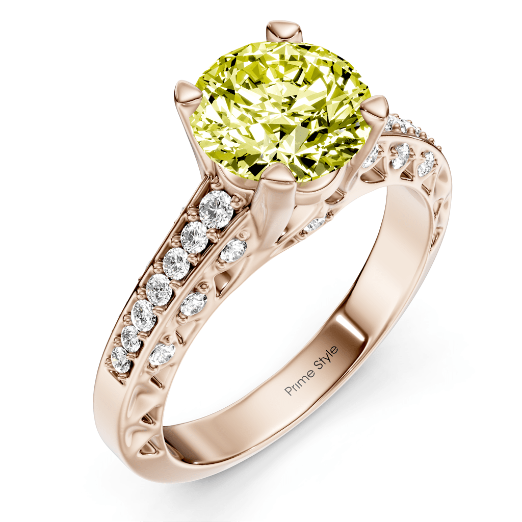 1.25 - 4.25 CT Round Cut Fancy Yellow Diamonds - Engagement Ring - Primestyle.com