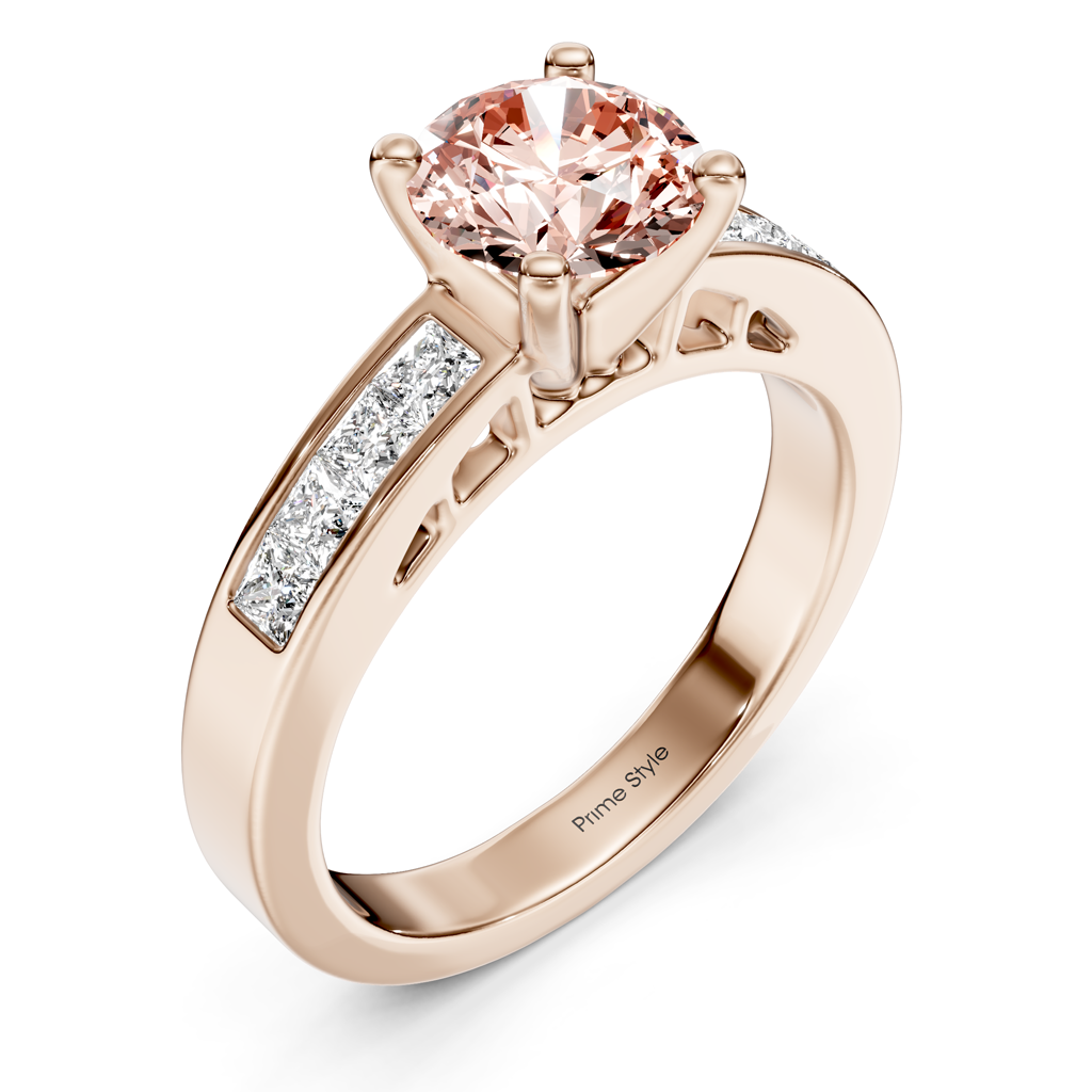 1.50-4.50 CT Princess &amp; Round Cut Fancy Pink Diamonds - Engagement Ring