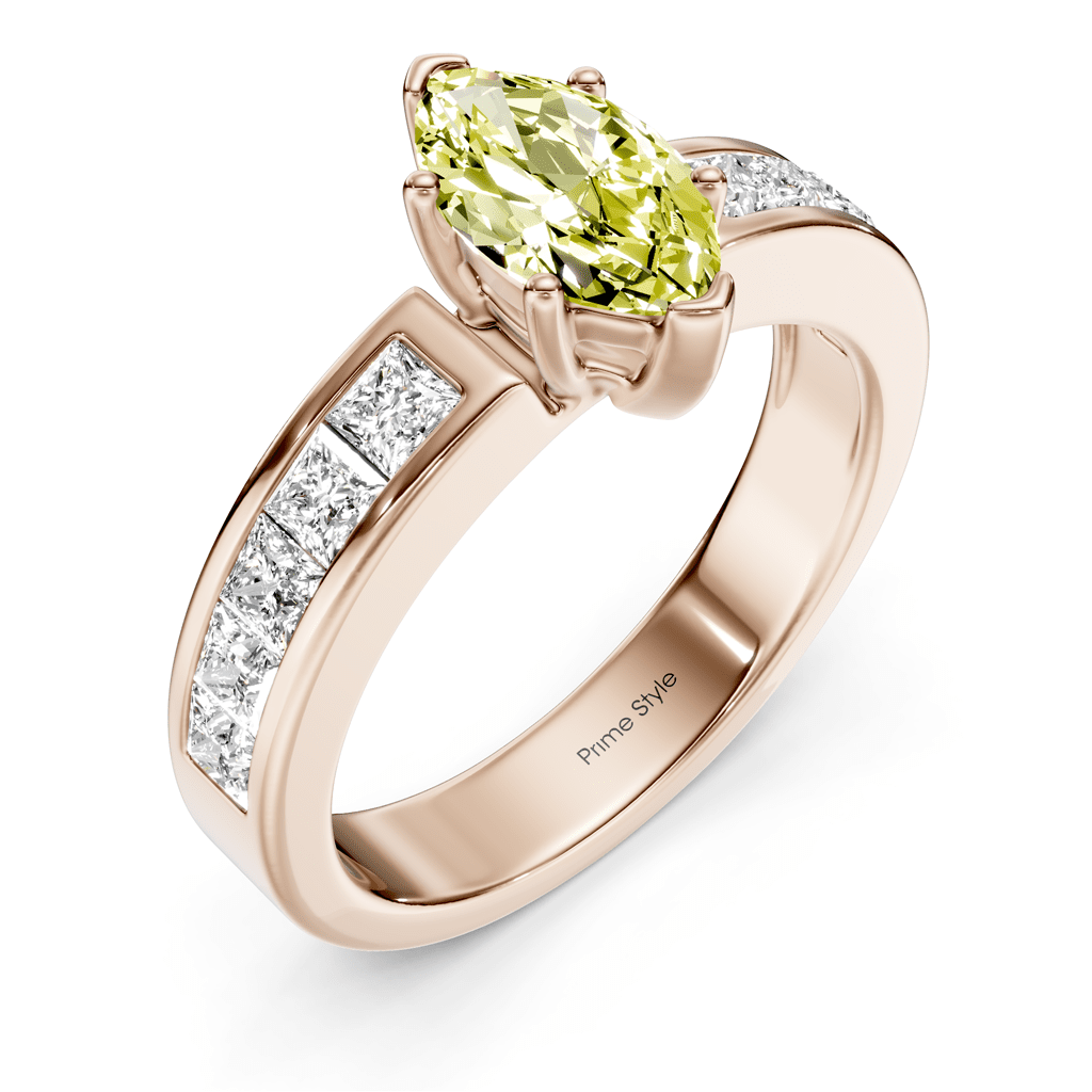 1.90 - 4.90 CT Princess Cut Fancy Yellow Diamonds - Engagement Ring - Primestyle.com